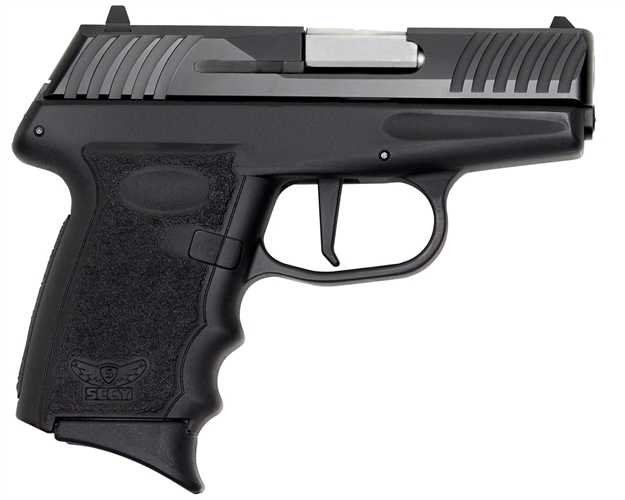 Picture of Sccy Industries Dvg1cbe Dvg-1  Striker Fire 9Mm Luger Caliber With 3.10" Barrel, 10+1 Capacity, Black Finish Frame, Serrated Black Nitride Stainless Steel Slide & Finger Grooved Polymer Grip DVG-1-CB