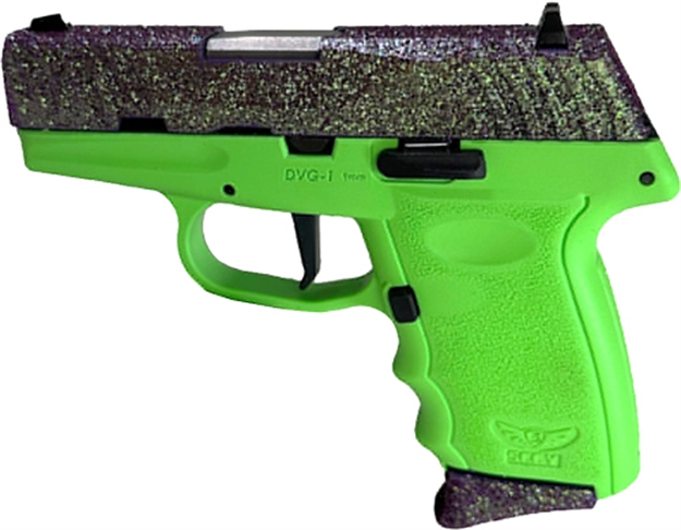 Picture of SCCY INDUSTRIES DVG1-GLITTER PISTOL 9MM 10RD JOKER SLIDE LIME GRIP GDVG1JKLG -