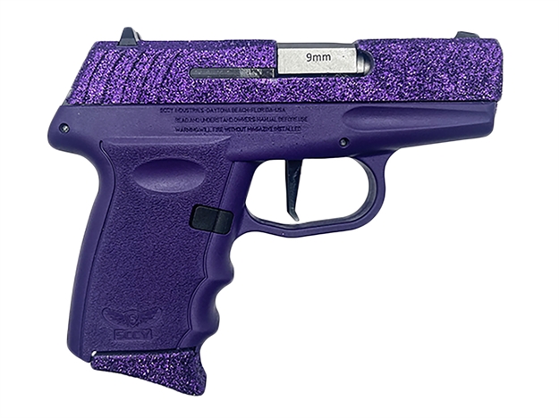Picture of  Sccy Industries Dvg1rppu Dvg-1  Sub-Compact Frame 9Mm Luger 10+1 3.10" Stainless Quadlock Barrel, Purple Glitter Optic Ready/Serrated Stainless Steel Slide, Royal Purple Polymer Frame & Grip 810099572285