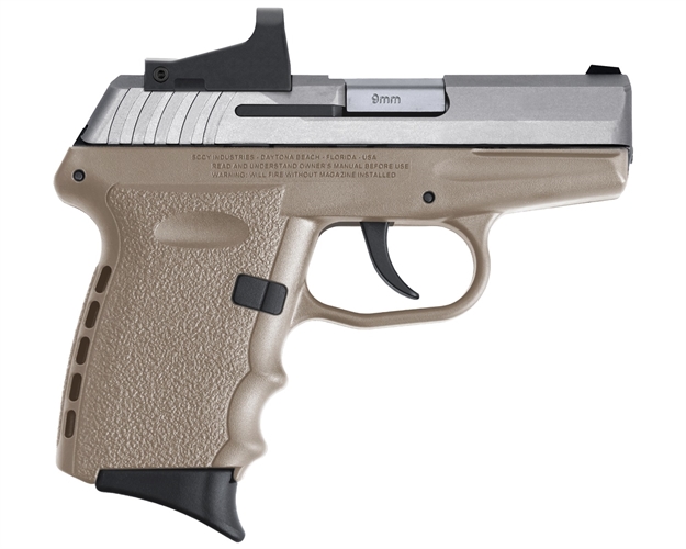 Picture of Sccy Industries Semi-Auto Pistol, 9Mm, 3.1" Bbl,Two-Tone, Ss,  Dark Earth, Crimson Trace Red Dot Sight, NO External Saftey, 10+1 Rnd CPX-2TTDERD