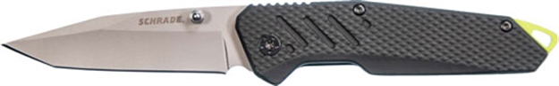 Picture of Schrade Knife Black Aluminum W/Green BB 3" Tanto Blade