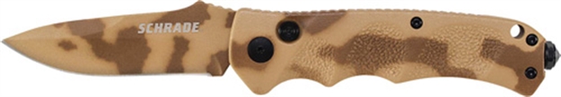 Picture of Schrade Knife Desert Camo 3.3" Fine Edge Blade W/Glass Brkr<