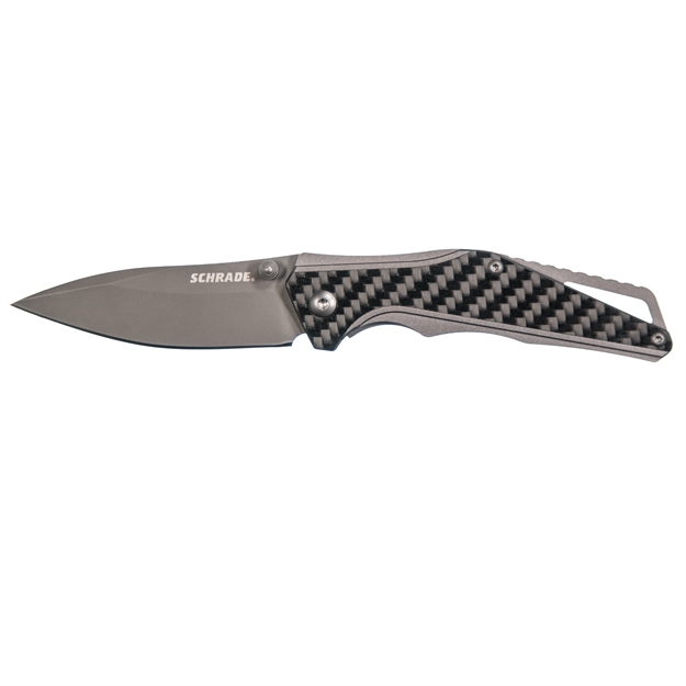 Picture of Schrade Sch706 Folder 2.75 IN Gray Blade Carbon Fiber Handle