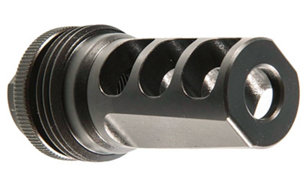 Picture of  Silencerco Ac857 Asr Muzzle Brake Black Steel With 5/8"-24 Tpi Threads For 338 Cal 817272011838
