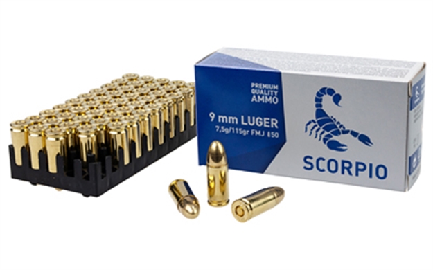 Picture of Scorpio Ammo 9Mm 115Gr Fmj 50/1000 S9MM115F 850053775017