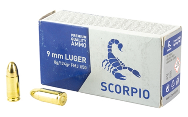 Picture of Scorpio Ammo 9Mm 124Gr Fmj 50/1000 S9MM124F 850053775000