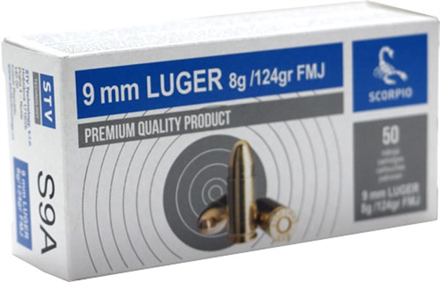 Picture of Scorpio 9Mm Luger 124Gr Fmj 50Rd 20Bx/Cs S9A 8594199980011