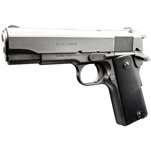 Picture of Tisas 10100113 1911 A1 Tanker 45 Acp 8+1 4.25" Hard Chromium Coated Steel Barrel, Manganese Phosphate Coated Serrated Steel Slide, Matte Black Steel Frame W/Beavertail, Plastic Grip 1911A1T45 713135218683