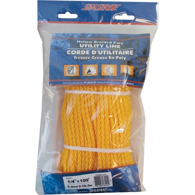 Picture of Sea Sense Hollow Braid Rope 1/4"X100' Yel 50013141