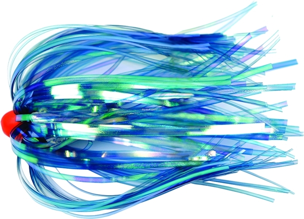 Picture of Sea Striker Ballyhoo Duster, 4", 1/4 OZ Red Head, Blue Pearl Skirt