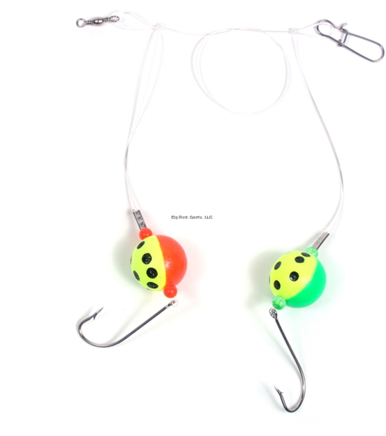 Picture of Sea Striker Bluefish Fireball Rig, 1" 2-Tone Red/Yellow-Green/Chartreuse Floats, 40Lb Mono, 3/0 Hooks