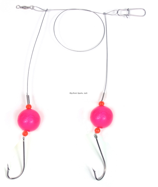 Picture of Sea Striker Bluefish Fireball Rig, 1" Pink Floats, 60Lb Nylon Coated Wire, 3/0 Hooks