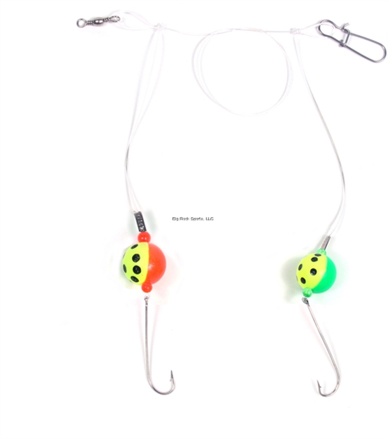Picture of Sea Striker Bluefish Fireball Rig, 3/4" 2-Tone Red/Yellow-Green/Chartreuse Floats, 40Lb Mono, #4 Hooks