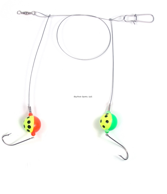 Picture of Sea Striker Bluefish Fireball Rig, 3/4" 2-Tone Red/Yellow-Green/Chartreuse Floats, 60Lb Nylon Coated Wire, #4 Hooks