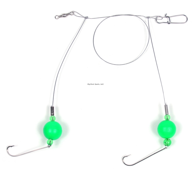 Picture of Sea Striker Bluefish Fireball Rig, 3/4" Green Floats, 60Lb Nylon Coated Wire, #4 Hooks