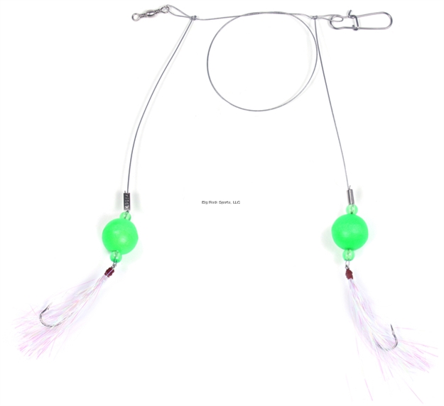 Picture of Sea Striker Bluefish Fireball Rig, 3/4" Green Floats, 60Lb Nylon Coated Wire, #4 Hooks W/Mylar