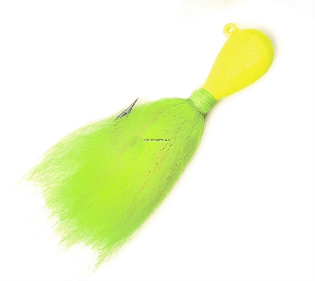 Picture of Sea Striker Bucktail Bean Jig, 1 Oz, 6/0 Hook, Chartreuse Head/Chartreuse Tail, 2/Pack
