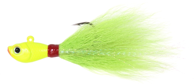 Picture of Sea Striker Bucktail Jig, 1 1/2 Oz, Holographic Eyes, Blk Nickel Hook, Chartreuse Head/Chartreuse Tail