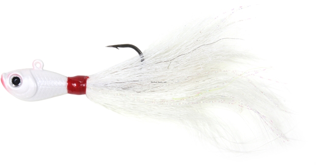 Picture of Sea Striker Bucktail Jig, 1 Oz, Holographic Eyes, Blk Nickel Hook, White Head/White Tail
