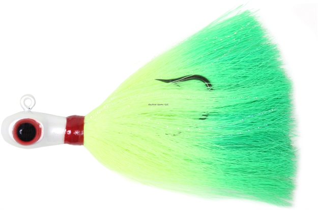 Picture of Sea Striker Bugeye Jig, 1 1/2 Oz, White Head/Chartreuse/Green Tail, Mylar