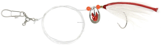 Picture of Sea Striker Captain's Flounder/Fluke Rig, Wht Silver/Red Blade, 32" 40 LB Mono,, 1/0 Wide Gap Hook, Red Trailer