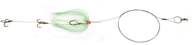 Picture of Sea Striker Carolina Live Bait King Rig Coated Wire, 2/0 Nose Hook, 2-4X #4 Trebles Chartreuse Duster