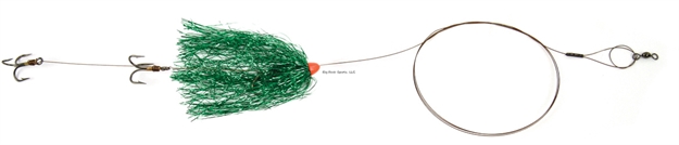 Picture of Sea Striker Carolina Live Bait King Rig Coated Wire, 2/0 Nose Hook, 2-4X #4 Trebles Green Duster