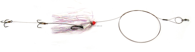 Picture of Sea Striker Carolina Live Bait King Rig Coated Wire, 2/0 Nose Hook, 2-4X #4 Trebles Pearlescent Duster