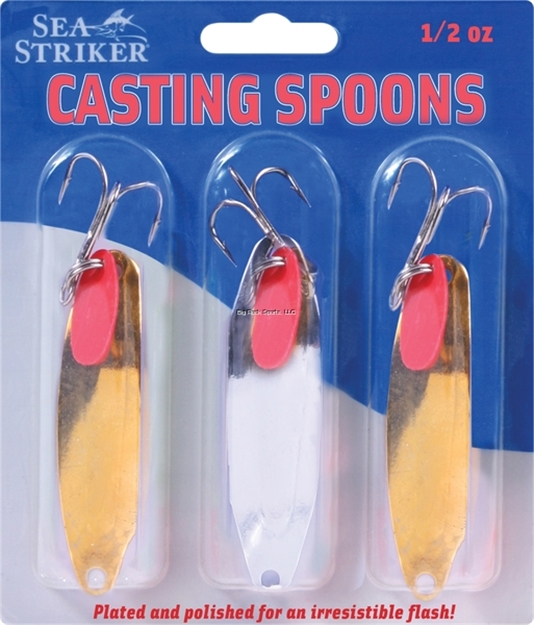 Picture of Sea Striker Casting Spoon With Teaser Tab, 1/2 Oz, 2 3/4", 1 Silver & 2 Gold