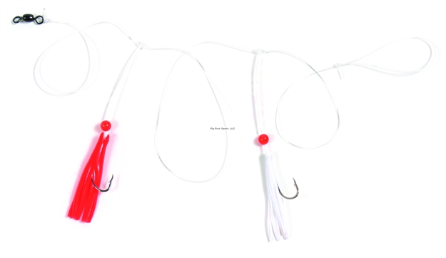Picture of Sea Striker Croaker Rig, #2 Nickel Bait Holder Hooks, Red Beads W/Red & White Skirts