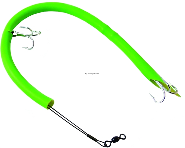 Picture of Sea Striker Deluxe Cuda Tube, 14", Two 2/0 Treble Hooks, 60 LB Sealon Wire, Fluorescent Green