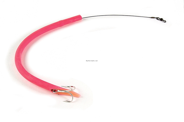Picture of Sea Striker Deluxe Cuda Tube, 14", Two 2/0 Treble Hooks, 60 LB Sealon Wire, Fluorescent Pink