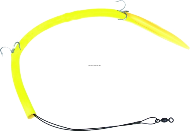 Picture of Sea Striker Deluxe Cuda Tube, 14", Two 2/0 Treble Hooks, 60 LB Sealon Wire, Fluorescent Yellow