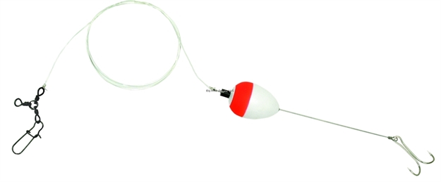 Picture of Sea Striker Deluxe Finger Mullet Rig, Removable 2/0 Double Hook, 1 1/4"  Red/White Pear Float