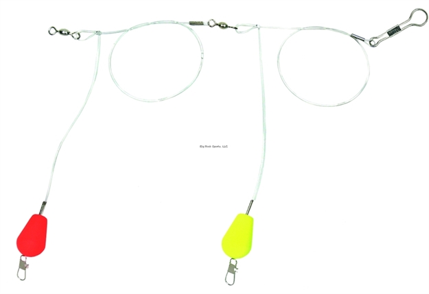 Picture of Sea Striker Double Drop Bluefish Rig, 3/4" Red/Yellow Teardrop Floats, 40Lb Mono, #3 Snaps, NO Hooks, 25/Ring
