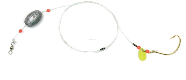 Picture of Sea Striker Flounder/Fluke Rig, 1 OZ Egg Sinker, Chartreuse Blade SZ 1 Gold Wide Gap Hook