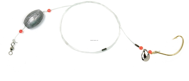 Picture of Sea Striker Flounder/Fluke Rig, 1 OZ Egg Sinker, Nickel Blade SZ 1 Gold Wide Gap Hook