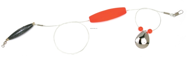 Picture of Sea Striker Flounder Rig, 25" 40Lb Mono, #4 Nickel Blade, 2 1/2" Red Cork, 1-1/4Oz Cigar Weight, Packaged