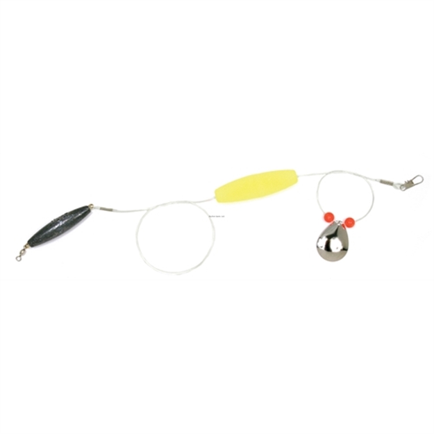 Picture of Sea Striker Flounder Rig, 25" 40Lb Mono, #4 Nickel Blade, 2 1/2" Yellow Cork, 1-1/2Oz Cigar Weight, 12/Ring