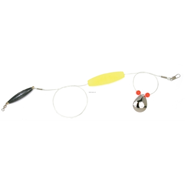 Picture of Sea Striker Flounder Rig, 25" 40Lb Mono, #4 Nickel Blade, 2 1/2" Yellow Cork, 1-1/4Oz Cigar Weight, 12/Ring