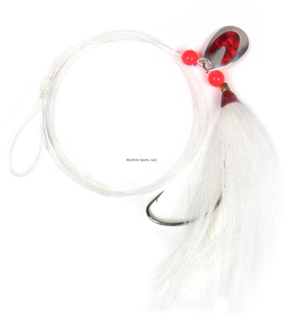 Picture of Sea Striker Fluke Killer Rig, White Silver/Red Blade 1/0 Nickel Wide Gap Hook