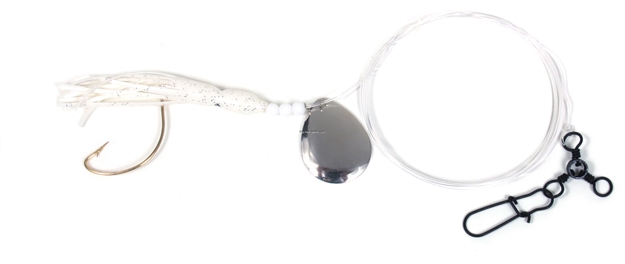 Picture of Sea Striker Fluke Squid Rig, 2/0 Wide Gap Hook, 3-Way & Snap White