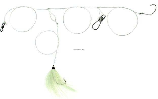 Picture of Sea Striker Fluke Tamer Rig, 50 LB Mono Leader, 1/0 Wide Gap Hooks, 1 W/Bucktail, White