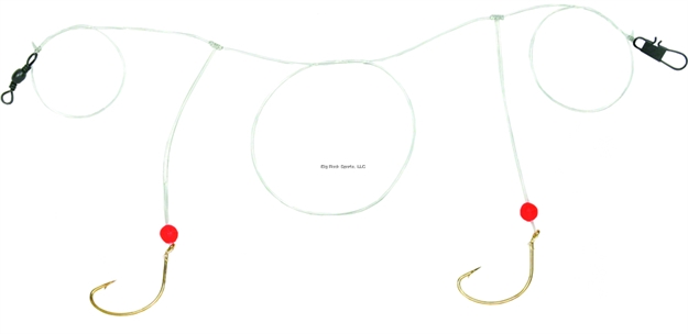 Picture of Sea Striker Pompano Rig, 2-Drop, #2 Gold Wide Gap Hooks, 25 LB Mono