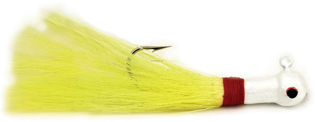 Picture of Sea Striker Popeye Bucktail Jig, 1/2 Oz, 4/0 Hook, White Head/Chartreuse Tail, 2/Pack