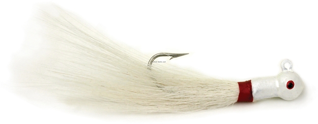 Picture of Sea Striker Popeye Bucktail Jig, 1 Oz, 7/0 Hook, White Head/White Tail, 2/Pack
