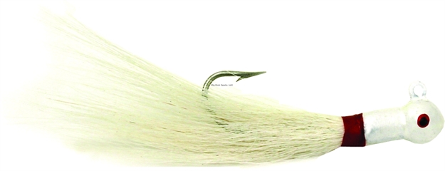 Picture of Sea Striker Popeye Bucktail Jig, 3/4 Oz, 7/0 Hook, White Head/White Tail, 6/Pack