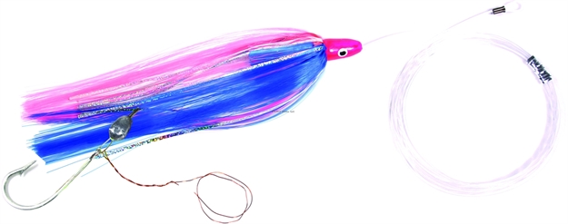 Picture of Sea Striker Rigged Ballyhoo Lure, 3/8 OZ Head, 1/2 OZ Egg Lead, Blue/Pink