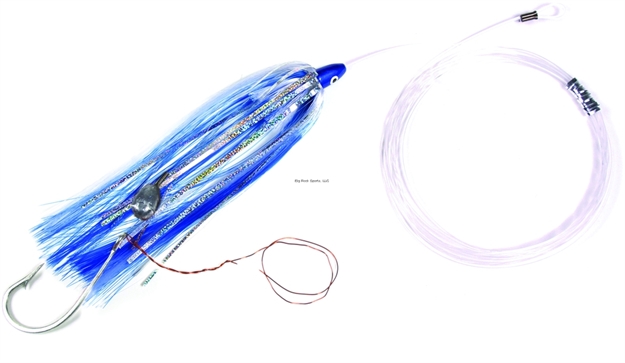 Picture of Sea Striker Rigged Ballyhoo Lure, 3/8 OZ Head, 1/2 OZ Egg Lead, Blue/White