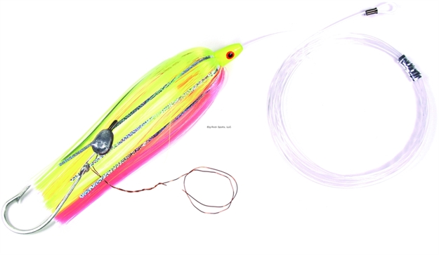Picture of Sea Striker Rigged Ballyhoo Lure, 3/8 OZ Head, 1/2 OZ Egg Lead, Chartreuse/Pink